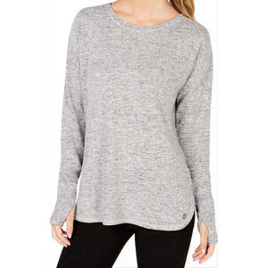 Ideology Womens Activewear Heathered Long Sleeve Top Large